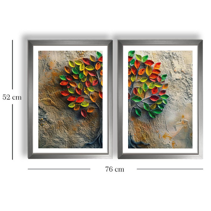Wallity Pinturas Decorativas en MDF con Marco Multicolor (2 Piezas)